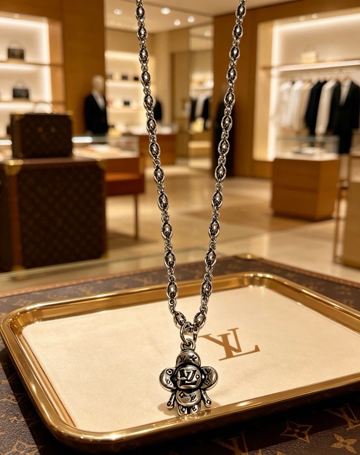 Louis Vuitton Silver Charm Necklace